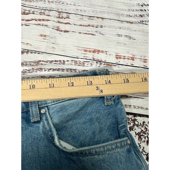 Anine Bing Womens Roy Jeans Nordic Blue‎ Button Fly Split Hem Flare Leg Size 31 - Picture 11 of 13